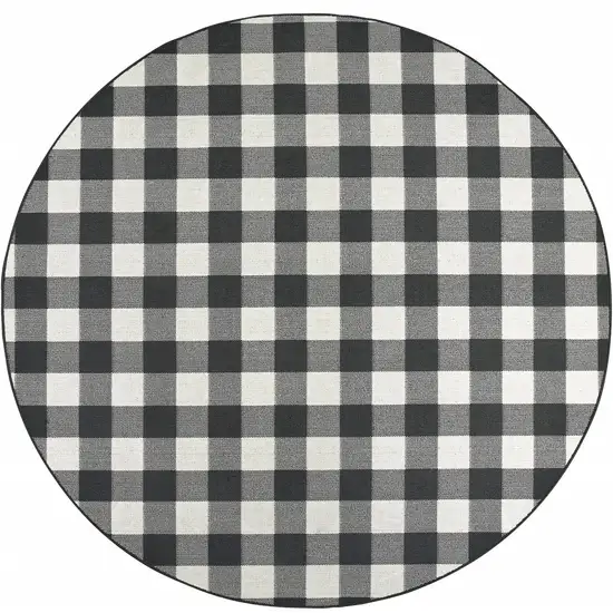 Black and Ivory Gingham Indoor Outdoor Area Rug Photo 1