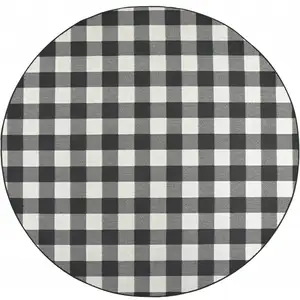 Photo of Black and Ivory Gingham Indoor Outdoor Area Rug