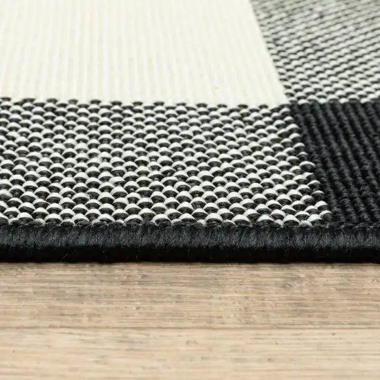 Black and Ivory Gingham Indoor Outdoor Area Rug Photo 5