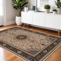 Photo of Black and Ivory Oriental Area Rug