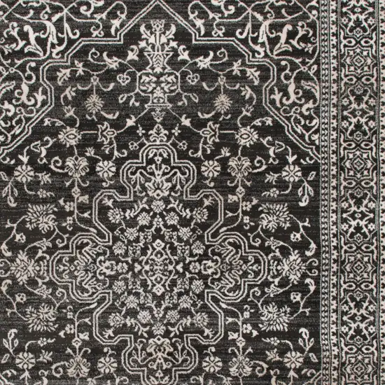 Black and Ivory Oriental Distressed Area Rug Photo 3