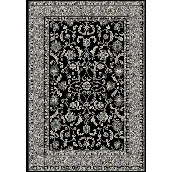 Black and Ivory Oriental Distressed Area Rug Photo 2