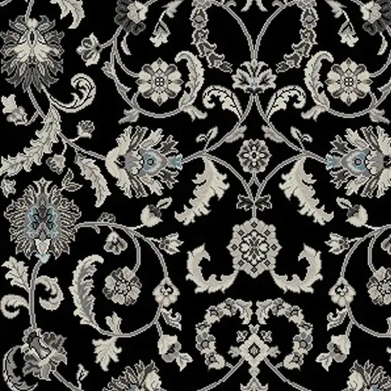 Black and Ivory Oriental Distressed Area Rug Photo 4