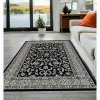 Photo of Black and Ivory Oriental Distressed Area Rug