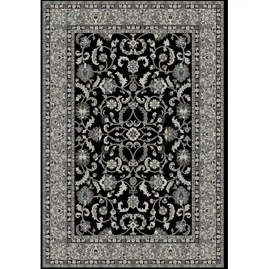 Black and Ivory Oriental Distressed Area Rug Photo 3