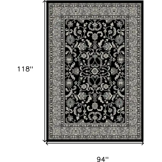 Black and Ivory Oriental Distressed Area Rug Photo 5