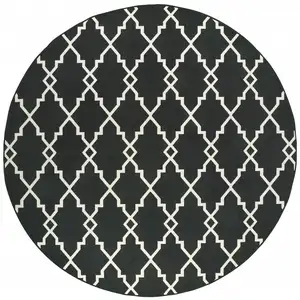 Photo of Black and Ivory Trellis Indoor Outdoor Area Rug