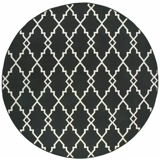 Black and Ivory Trellis Indoor Outdoor Area Rug Photo 1