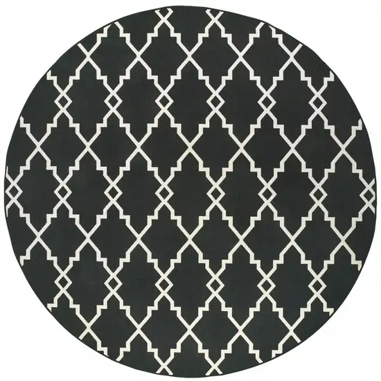 Black and Ivory Trellis Indoor Outdoor Area Rug Photo 11