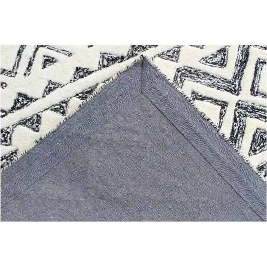 Black and Ivory Wool Abstract Geometric Hand Tufted Non Skid Area Rug Photo 7