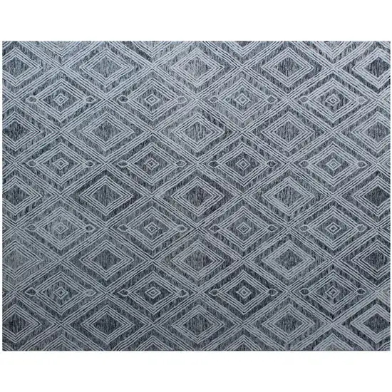 Black and Ivory Wool Abstract Geometric Hand Tufted Non Skid Area Rug Photo 2