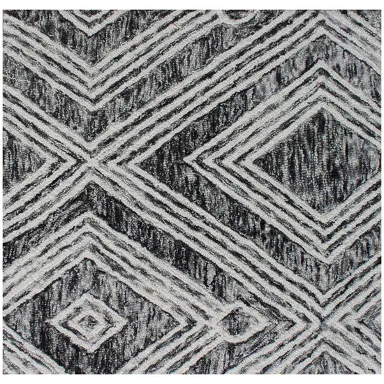 Black and Ivory Wool Abstract Geometric Hand Tufted Non Skid Area Rug Photo 5