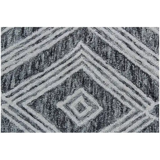 Black and Ivory Wool Abstract Geometric Hand Tufted Non Skid Area Rug Photo 4