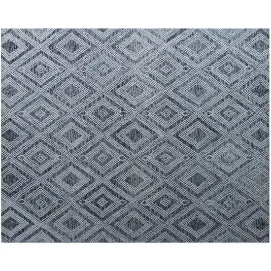 Black and Ivory Wool Abstract Geometric Hand Tufted Non Skid Area Rug Photo 7