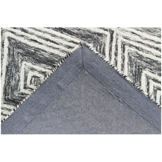 Black and Ivory Wool Abstract Geometric Hand Tufted Non Skid Area Rug Photo 8