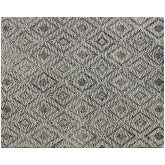 Black and Ivory Wool Abstract Geometric Hand Tufted Non Skid Area Rug Photo 7