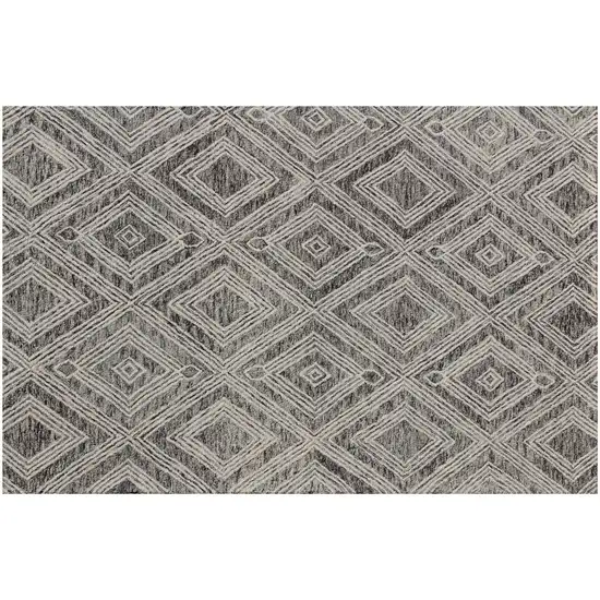 Black and Ivory Wool Abstract Geometric Hand Tufted Non Skid Area Rug Photo 4