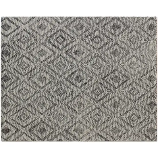 Black and Ivory Wool Abstract Geometric Hand Tufted Non Skid Area Rug Photo 2