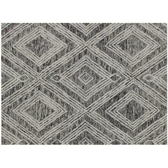 Black and Ivory Wool Abstract Geometric Hand Tufted Non Skid Area Rug Photo 6