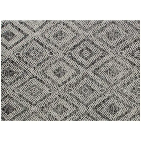 Black and Ivory Wool Abstract Geometric Hand Tufted Non Skid Area Rug Photo 5