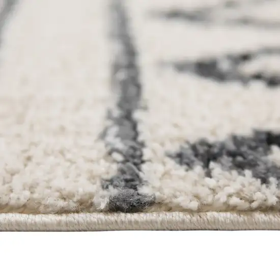 Black and Off White Geometric Shag Area Rug Photo 3