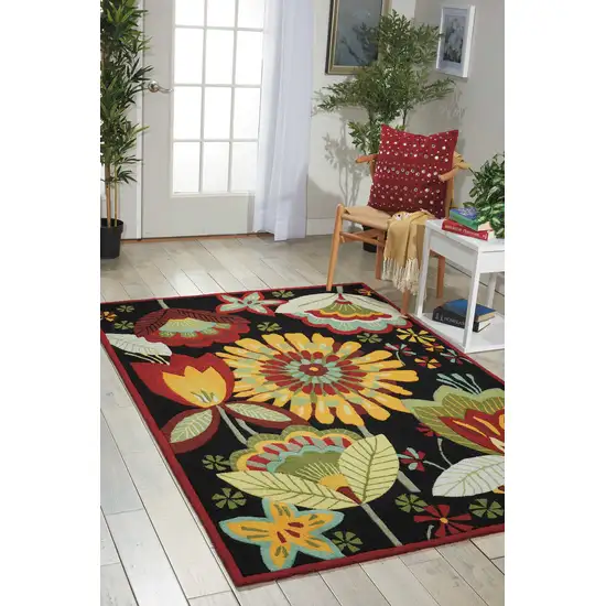 Black and Orange Floral Hand Carved Handmade Area Rug Photo 8