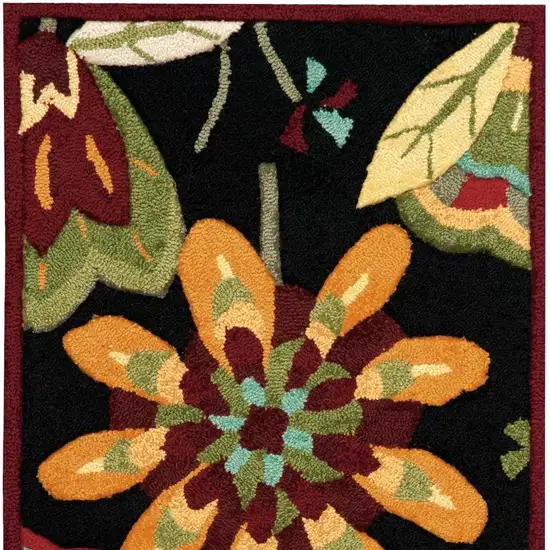 Black and Orange Floral Hand Carved Handmade Area Rug Photo 6