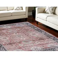 Photo of Black and Red Floral Distressed Non Skid Area Rug