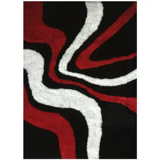 Black and Red Shag Hand Tufted Area Rug Photo 2