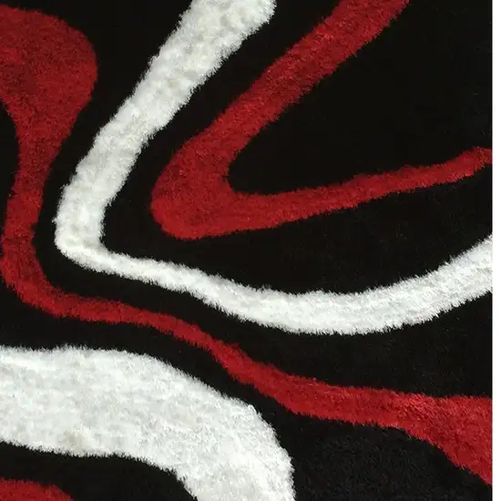 Black and Red Shag Hand Tufted Area Rug Photo 4