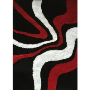 Photo of Black and Red Shag Hand Tufted Area Rug