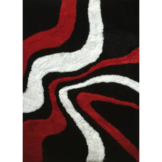 Black and Red Shag Hand Tufted Area Rug Photo 6