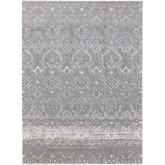 Black and Silver Abstract Power Loom Worn Faded Area Rug Photo 4