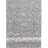 Photo of Black and Silver Abstract Power Loom Worn Faded Area Rug