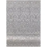 Photo of Black and Silver Abstract Power Loom Worn Faded Area Rug