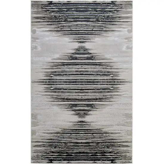 Black and Silver Geometric Power Loom Area Rug Photo 2