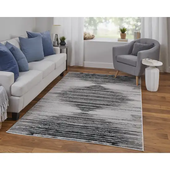 Black and Silver Geometric Power Loom Area Rug Photo 7