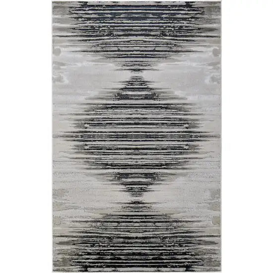 Black and Silver Geometric Power Loom Area Rug Photo 2