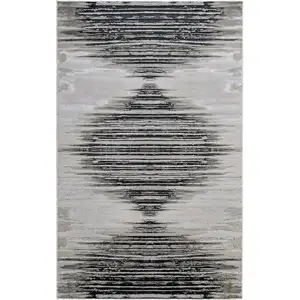 Photo of Black and Silver Geometric Power Loom Area Rug