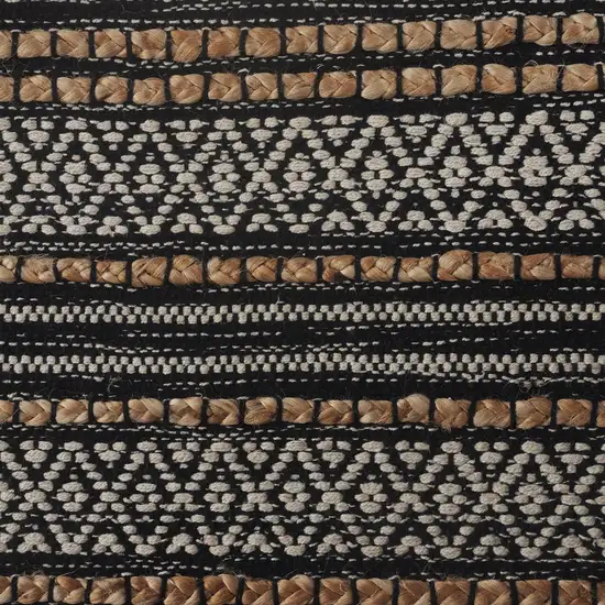 Black and Tan Decorative Striped Area Rug Photo 2