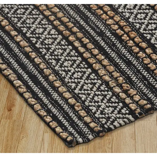 Black and Tan Decorative Striped Area Rug Photo 3