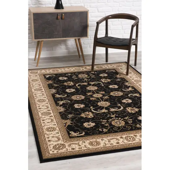 Black and Tan Floral Vines Area Rug Photo 4