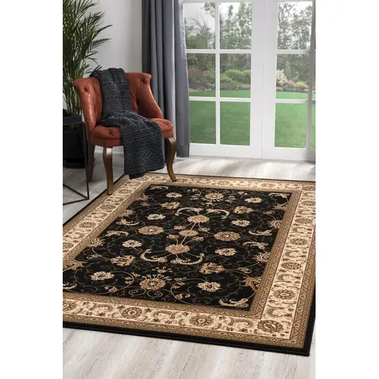 Black and Tan Floral Vines Area Rug Photo 6