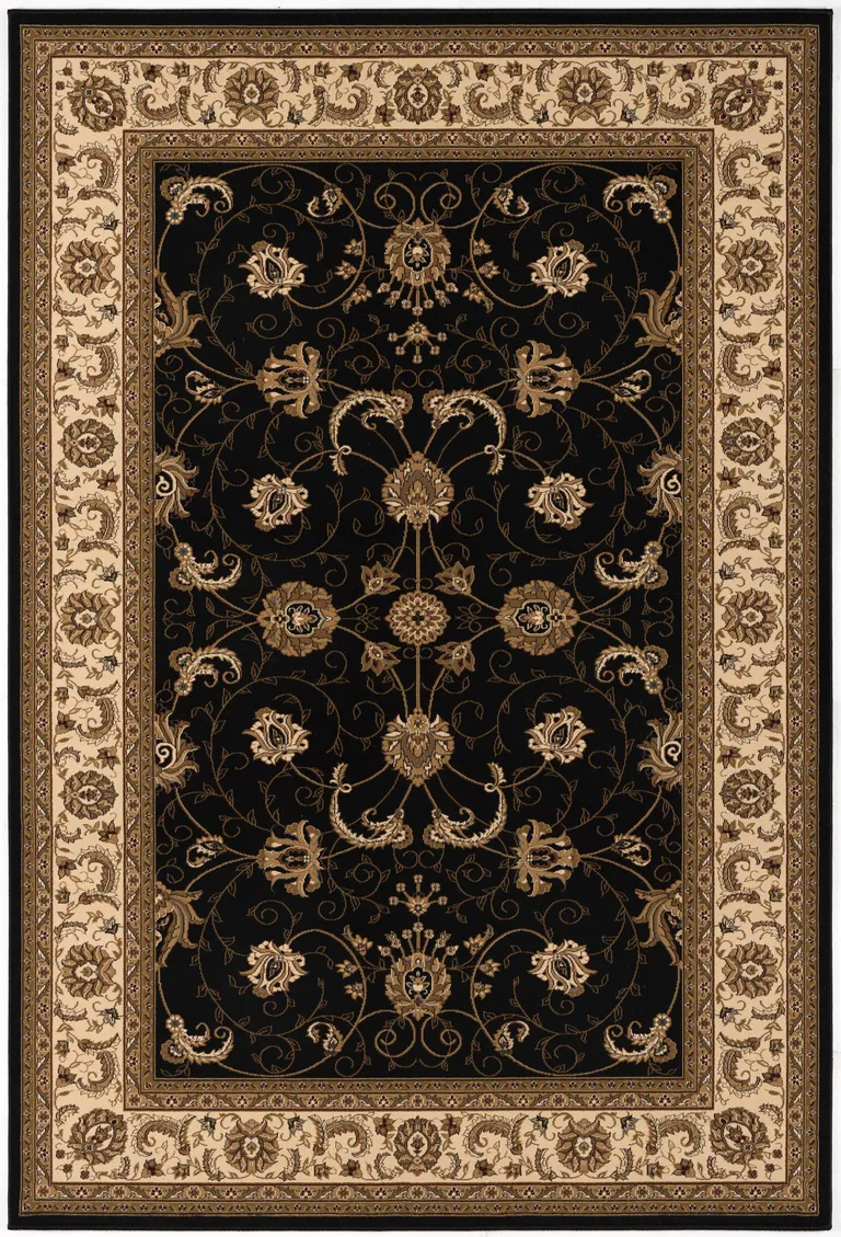 Black and Tan Floral Vines Area Rug Photo 3