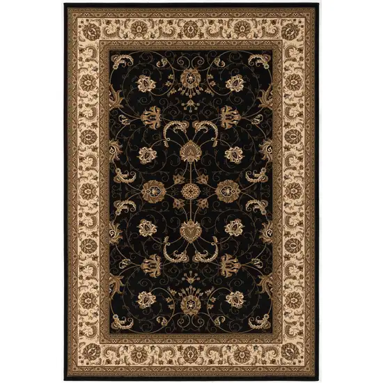 Black and Tan Floral Vines Area Rug Photo 3