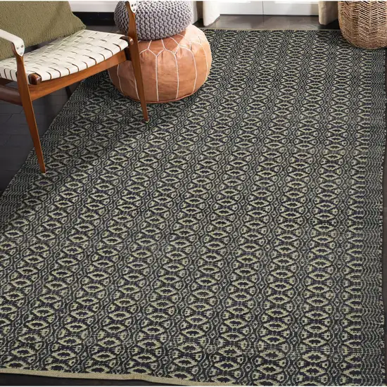 Black and Tan Geometric Flatweave Handmade Area Rug Photo 7