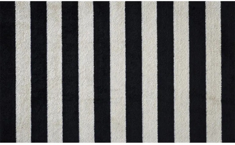 Black and Tan Wide Stripe Washable Floor Mat Photo 1