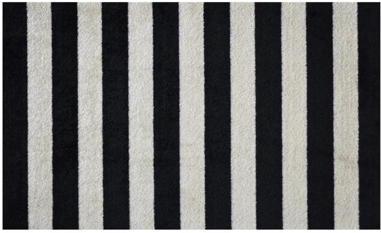 Black and Tan Wide Stripe Washable Floor Mat Photo 2