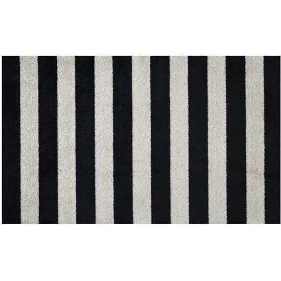 Black and Tan Wide Stripe Washable Floor Mat Photo 2