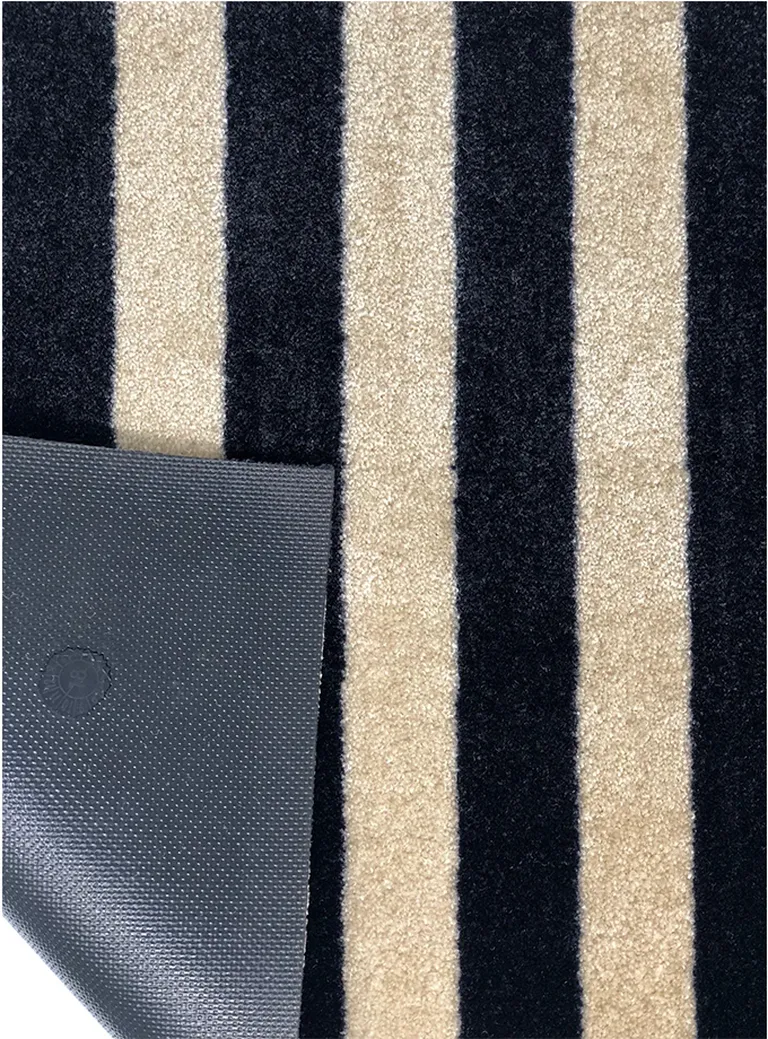 Black and Tan Wide Stripe Washable Floor Mat Photo 4